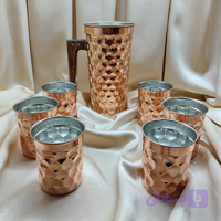 سرویس پارچ و لیوان مسی طرح حبابی