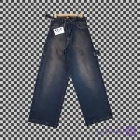 شلوار جین ایزی بگ کاپری زنانه شست ممتاز ویژه سرمه ای رادو خطی تینت مهتابی کد EB2086