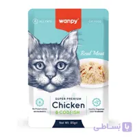 پوچ گربه سوپرپرمیوم ونپی با طعم مرغ و ماهی کاد 85 گرم Wanpy Super Premium
