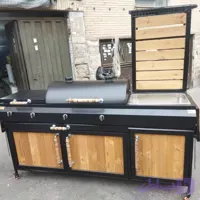 باربیکیو گازی وزغالی 2متری کابینتی به همراه سینک آبچکان دو عدد پلوپز