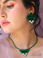 گردنبند و گوشواره سوزندوزی دستساز مدل "سروین "
