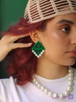 گوشواره سوزندوزی دستساز مدل  "سرو"