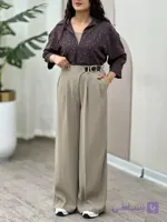 شلوار فول بگ کرپ مورگان ریزشی سگک بغل زنانه