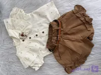 ست شومیز شلوارک  شیری قهوه ای