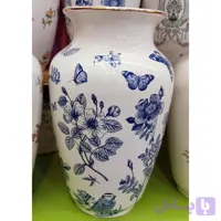 گلدان سرامیکی ابی کلاسیک طرح گل و پروانه