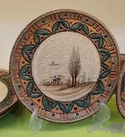 بشقاب سرامیک سخت دست‌ساز طرح ایران باستان