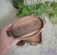 زیرلیوانی و خرما خوری مدل بِیضی شکل چوب گردو