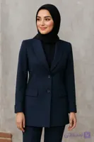 کت و شلوار کرپ بزایاق مدل یقه آرشال با حجاب کامل