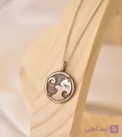 گردنبند نقره طرح دو گربه