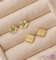 گوشواره میناکاری میخ روکش نقره رنگ کالباسی