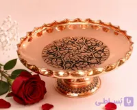 شیرینی خوری مسی گل کاری برجسته سیاه قلم رنگ ثابت