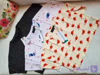 تیشرت کراپ زنانه نخی طرح دار برند H&M