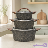 سرویس قابلمه ۶ پارچه لایف اسمایل مدل Life p5-6-3-Gold با پوشش گرانیتی