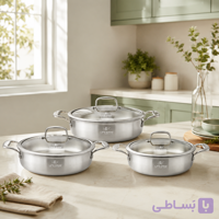 سرویس تابه ۶ پارچه استیل لایف اسمایل مدل LIFEP23SHR-6-3 | سایز۲۴*۲۸*۳۲
