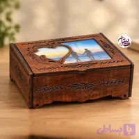 جعبه موزیکال چوبی طرح قاب عکس