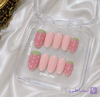 ناخن مصنوعی با مواد کاشت توت فرنگی  دستساز