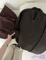 پلیور بافت قهوه‌ای