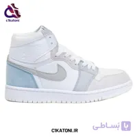 کتونی جردن پاریس ساقدار رنگ سفید طوسی آبی یخی