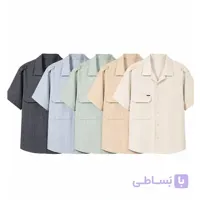 شومیز آستین کوتاه لنین طرح دار ریمارتی