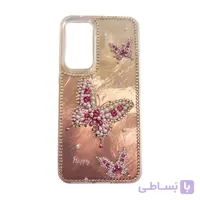 کاور گوشی Galaxy A55 سامسونگ نگین دار لوکس طرح پروانه رنگ صورتی