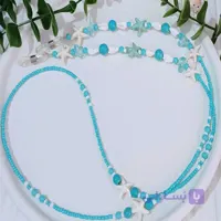 بند عینک زنانه طرح صدف و ستاره دریایی فیروزه‌ای