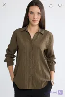 شومیز زنانه السی وایکیکی LC Waikiki سیلک راه راه – رنگ زیتونی