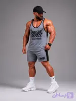 ست رکابی و شلوارک ماسل کلودز MUSCLE CLOTHES طوسی