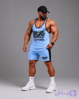 ست رکابی و شلوارک ماسل کلودز MUSCLE CLOTHES آبی