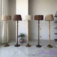 آباژور ایستاده چوبی بوهونست مدل خراطی عسلی | شید مخروطی بافت مکرومه