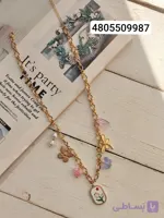 گردنبند صدفی میناکاری 4805509987  با پلاک گل