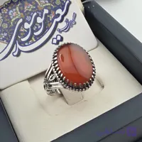 انگشتر مردانه نقره عیار ۹۲۵با سنگ عقيق یمنی سرخ بیضی رکاب ماشینی