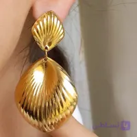 گوشواره زنانه آویز فشن صدفی میخی نقره ای رنگ ثابت ترند