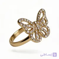 انگشتر زنانه نگین دار رنگ طلایی