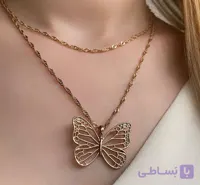 گردنبند رولباسی پروانه طلایی زنجیر بلند