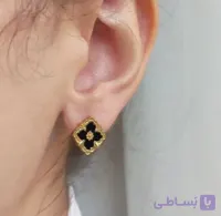 گوشواره زنانه میخی ونکلیف طلایی مشکی استیل رنگ ثابت ترند 2026