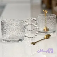 لیوان یوجینگ دسته مرواریدی طرح دار مدل YJZB_5806_5