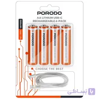 باتری قلمی قابل‌ شارژ AA Porodo USB‑C مدل PDAA25RB