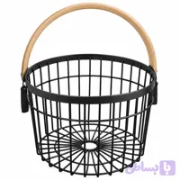 سبد فلزی گرد دسته چوبی قطر ۱۰ سانتی‌متر