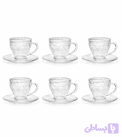 ست فنجان و نعلبکی شیشه‌ای طرح زارا (۶ پارچه)