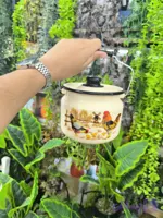 سطل روغن دسته دار لعابی طرح مزرعه و خروس (کد ZW4U0)