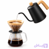کتری گوزنک مشکی دسته چوبی ۳۵۰ میلی‌لیتر