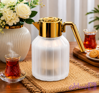 فلاسک طرح شفاف طلایی ۱ لیتری فینیک