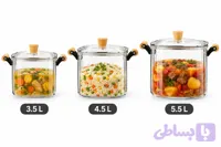 قابلمه پیرکس مربعی دسته چوبی