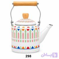 کتری لعابی ۲ لیتری طرح فانتزی دسته چوبی (۴ طرح متنوع)