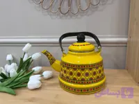 کتری لعابی طرح مراکشی زرد