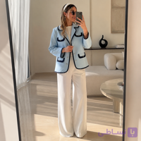 ست کت شلوار دخترونه، ست مزون دوزی، کت پاپیونی ،کتشلوار