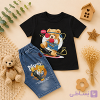 ست تیشرت مشکی وشلوار جین خرسی وارداتی برند EON BHYO