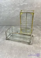 باکس/ تی‌بگ جا قاشق چنگال شیشه ای سایز ۲ آبکاری شده