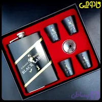ست هیپ فلاسک (قمقمه جیبی) مشکی آسفالتی همراه با 4 شات