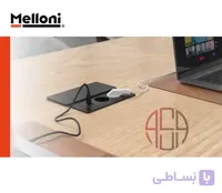 پریز توکار عریض ملونی (Melloni) سری تنزا (TENZA) 2 پریز برق + پورت USB و Type-C _ کد 10174